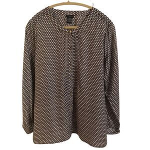 ANN TAYLOR womens long sleeve‎ black and white blouse size 14